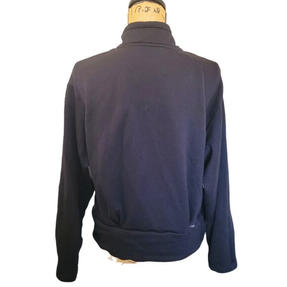 Large Athleta Black Athletic Pullover Track Jacket Sweatshirt Hidden Back Pocket - Picture 2 of 4